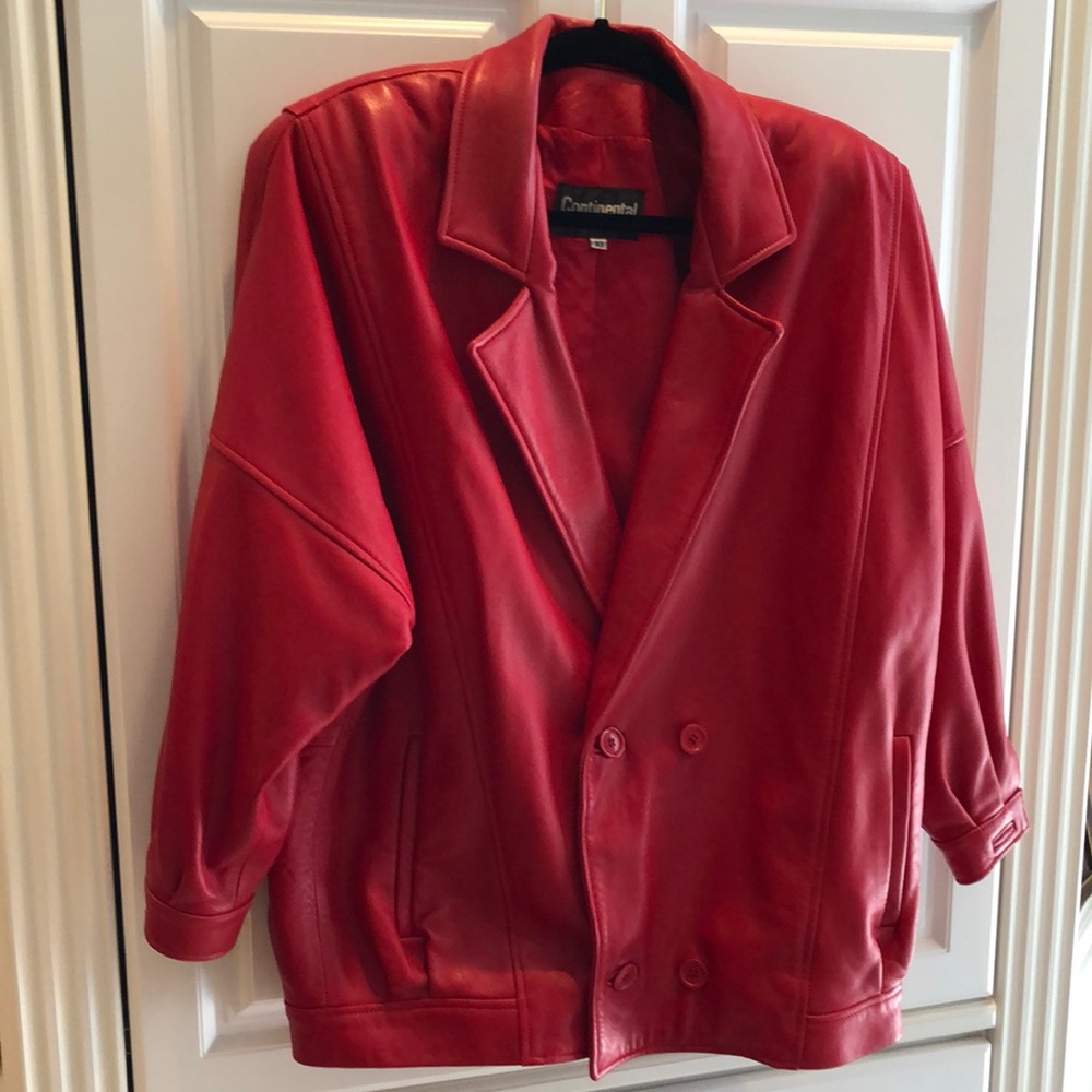 🌹Leather Rare Continental Vintage 80s Dolman Sleeve Leather Collared Jacket